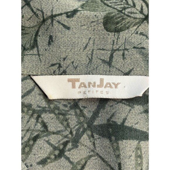 TanJay Casual button down Short Sleeve blouse size 12 P Olive Green VTG - Picture 3 of 9